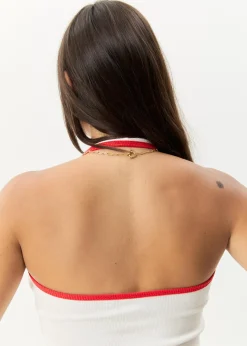 Sleeveless|Essentials<Afends Basis  - Rib Halter White / Tomato