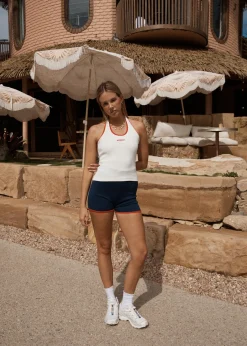 Sleeveless|Essentials<Afends Basis  - Rib Halter White / Tomato