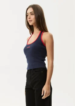 Sets & Co-Ords|Sleeveless<Afends Basis  - Rib Halter Navy / Tomato