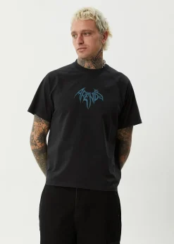 T-Shirts<Afends Bats  - Raglan Boxy Tee Stone Black