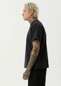 T-Shirts<Afends Bats  - Raglan Boxy Tee Stone Black