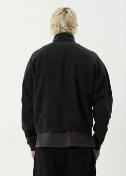 Sweaters & Hoodies<Afends Bats  - Raglan Quarter Zip Crew Stone Black