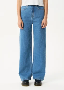 Jeans|Essentials<Afends Bella  - Denim Wide Leg Baggy Jean Worn Blue