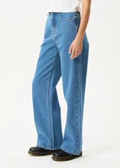 Jeans|Essentials<Afends Bella  - Denim Wide Leg Baggy Jean Worn Blue