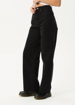 Jeans|Essentials<Afends Bella  - Denim Wide Leg Baggy Jean Washed Black