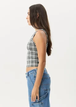 Sleeveless<Afends Blair  - One Shoulder Top Black / White
