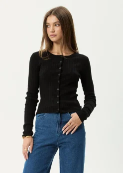 Long Sleeve<Afends Bronte  -  Knit Cardigan Black