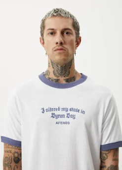 T-Shirts<Afends Byron Trip  - Ringer Tee White