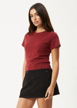 Tees & Shirts|Essentials<Afends Carmen  - Baby Tee Burgundy