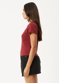 Tees & Shirts|Essentials<Afends Carmen  - Baby Tee Burgundy