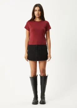 Tees & Shirts|Essentials<Afends Carmen  - Baby Tee Burgundy