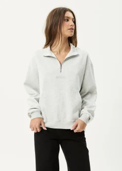 Outerwear<Afends Carter  -  Quarter Zip Jumper Grey Marle