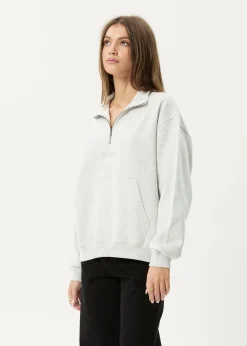 Outerwear<Afends Carter  -  Quarter Zip Jumper Grey Marle