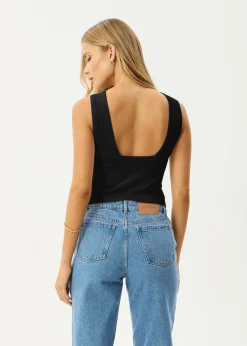 Sleeveless|Essentials<Afends Charlie  - Rib Singlet Black