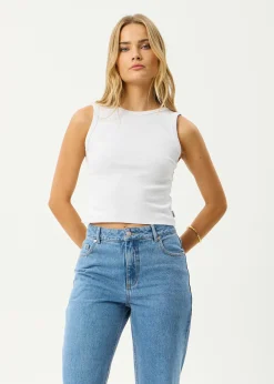 Sleeveless<Afends Charlie  - Rib Singlet White