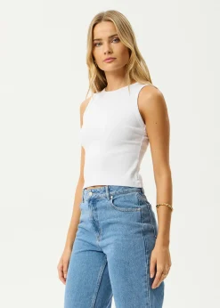 Sleeveless<Afends Charlie  - Rib Singlet White