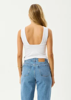 Sleeveless<Afends Charlie  - Rib Singlet White