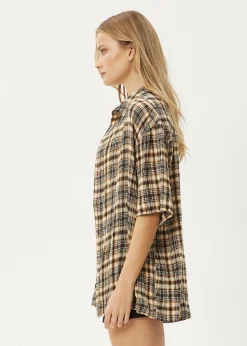 Shirts|Sets & Co-Ords<Afends Check Out  - Seersucker Short Sleeve Shirt Moonbeam Check