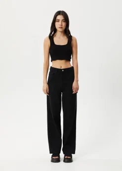 Sleeveless|Essentials<Afends Chia  - Rib Cropped Singlet Black