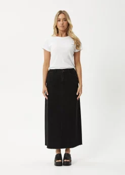 Skirts|Essentials<Afends Chichi  - Denim Midi Skirt Washed Black
