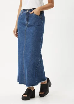 Skirts|Essentials<Afends Chichi  - Denim Midi Skirt Authentic Blue