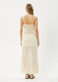 Dresses<Afends Claudia  - Knit Maxi Dress White / Sand
