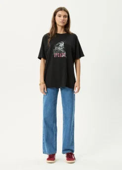 Tees & Shirts<Afends Cosmic Cow  - Oversized Tee Stone Black