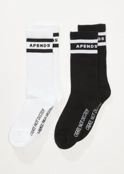 Accessories<Afends Create Not Destroy  - Socks Two Pack Black / White