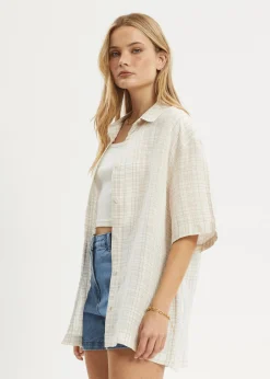 Shirts|Sets & Co-Ords<Afends Criss Cross  - Short Sleeve Shirt Taupe