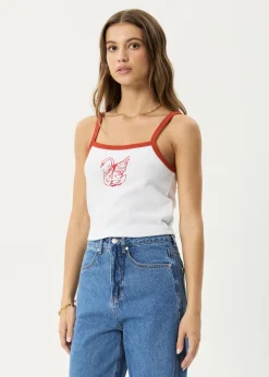 Sleeveless<Afends Cygnet  - Rib Singlet White