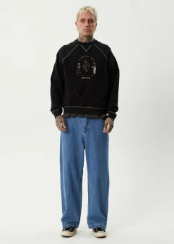 Sweaters & Hoodies<Afends Dance Party  - Crew Neck Jumper Black