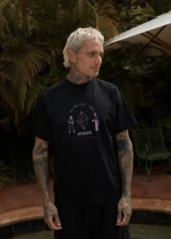 T-Shirts<Afends Dance Party  - Raglan Boxy Tee Black