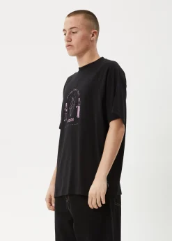T-Shirts<Afends Dance Party  - Raglan Boxy Tee Black