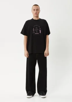 T-Shirts<Afends Dance Party  - Raglan Boxy Tee Black