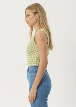 Sets & Co-Ords|Sleeveless<Afends Darcy  - Check Button Top Lemongrass Check