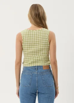 Sets & Co-Ords|Sleeveless<Afends Darcy  - Check Button Top Lemongrass Check