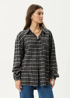 Long Sleeve|Shirts<Afends Darkness  - Long Sleeve Shirt Black Check