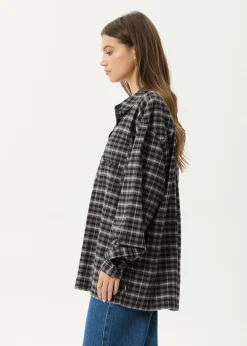 Long Sleeve|Shirts<Afends Darkness  - Long Sleeve Shirt Black Check