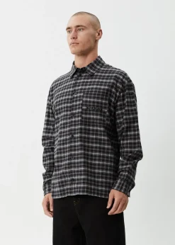 Long Sleeve|Shirts<Afends Darkness  - Long Sleeve Shirt Black Check
