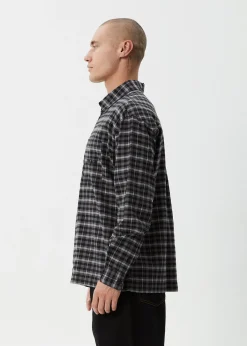 Long Sleeve|Shirts<Afends Darkness  - Long Sleeve Shirt Black Check