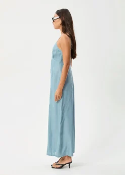 Dresses<Afends Delia  - Cupro Maxi Dress Ether Blue