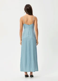 Dresses<Afends Delia  - Cupro Maxi Dress Ether Blue