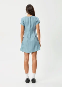 Dresses<Afends Delia  - Cupro Mini Dress Ether Blue