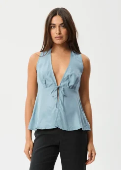 Sets & Co-Ords|Sleeveless<Afends Delia  - Cupro Top Ether Blue