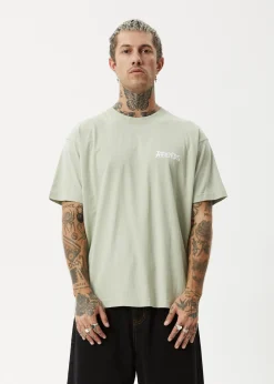 T-Shirts<Afends Destroyer  - Boxy Tee Eucalyptus