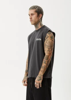 Sleeveless<Afends Destroyer  - Sleeveless Tee Stone Black