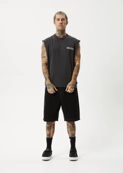 Sleeveless<Afends Destroyer  - Sleeveless Tee Stone Black