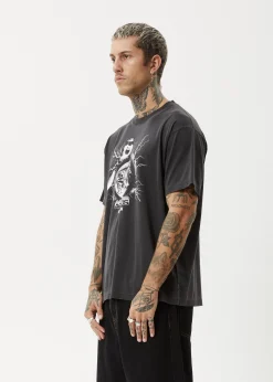 T-Shirts<Afends Doom Gen  - Boxy Tee Stone Black