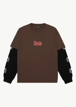 Long Sleeve<Afends Double Trouble  - Layered Boxy Tee Coffee