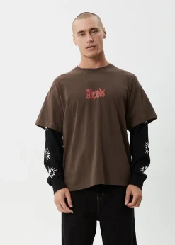 Long Sleeve<Afends Double Trouble  - Layered Boxy Tee Coffee